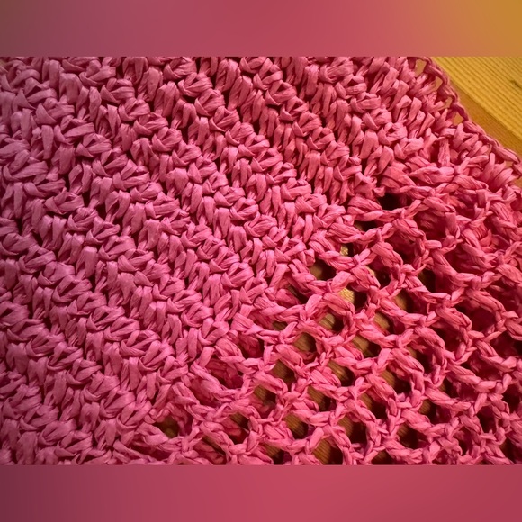 NWT Bright Pink Straw Tote Bag Joe Fresh - Picture 3 of 5